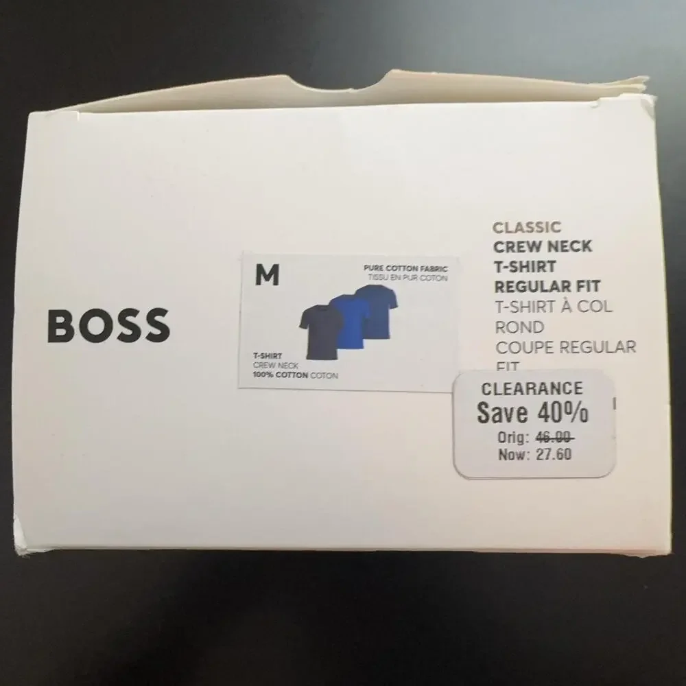 Boss Shirt Mens Medium Blue 3 Pack Crew Neck Regular Fit Cotton Undershirt Tee